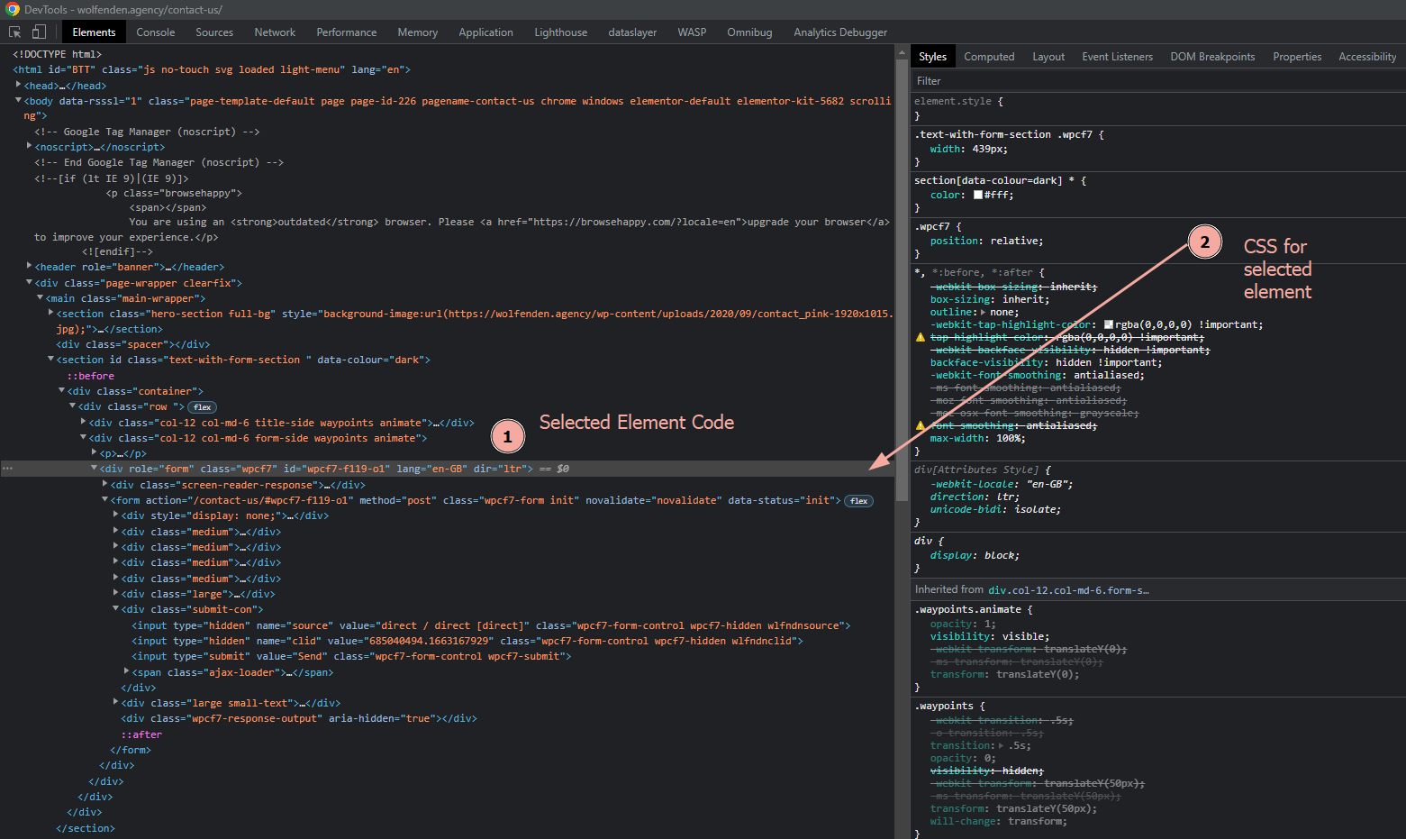 Element selector - code